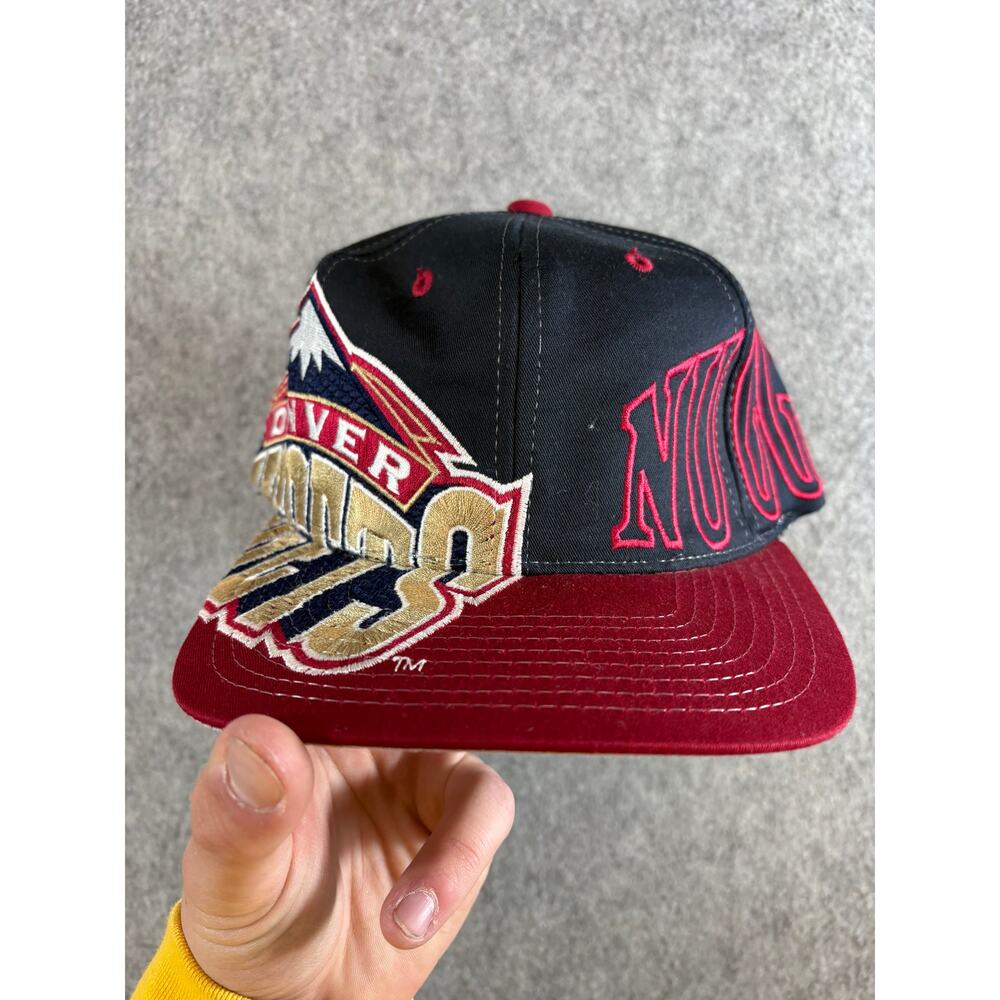 VINTAGE 90s Denver Nuggets Men Hat Cap Red Black Basketball Sports Snapback OSFA
